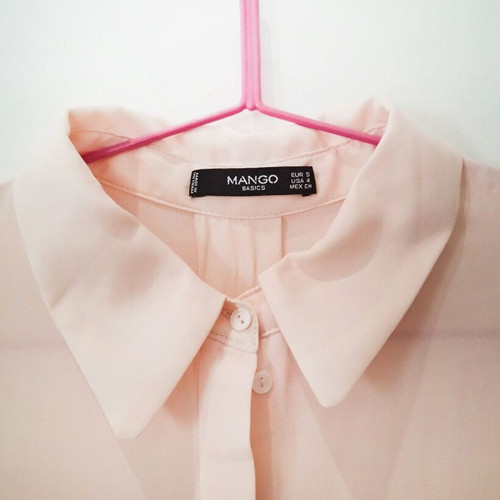 Mango Baby Pink Sheer Shirt Size EU 36 Like New