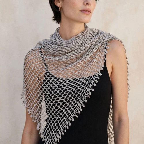 Handmade crochet scarf silver champagne color, new