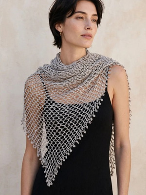 Handmade crochet scarf silver champagne color, new