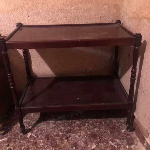 TV stand used, wooden with wheels