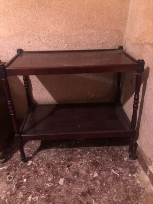TV stand used, wooden with wheels