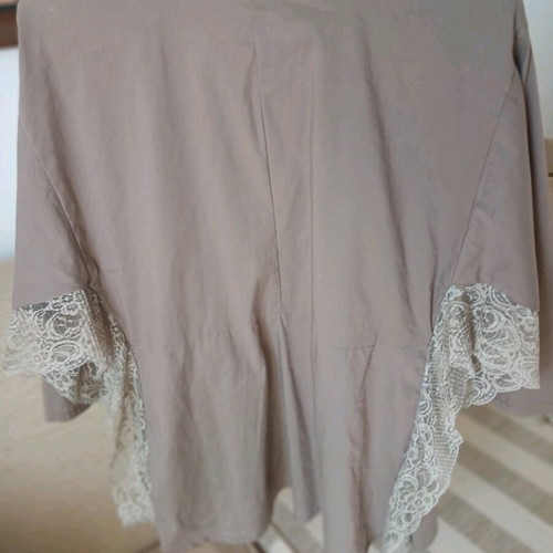 Roberta Biagi blouse used with lace sleeves and zipper, beige, size S