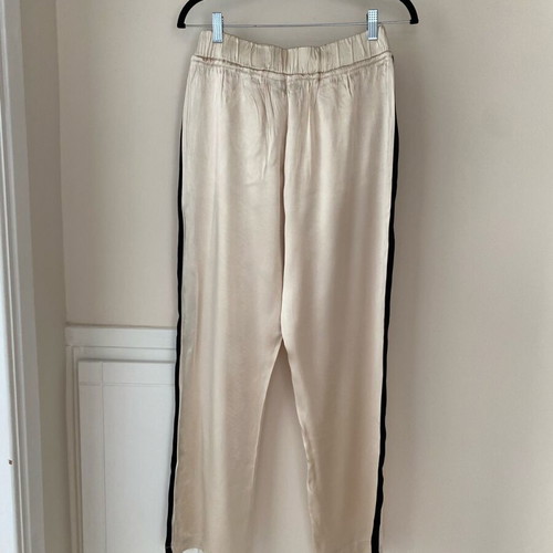 Satin Zara trousers size S like new, cream and black