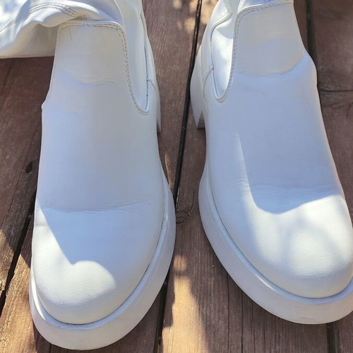 Alta Moda white elastic tall boots used, size 38