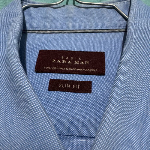 ZARA Man Oxford Shirt Blue Large Slim Fit like new
