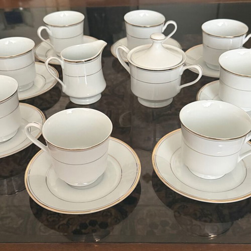 SP Dresden vintage German porcelain tea set used, 18 pieces