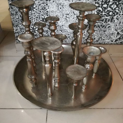 Handmade copper candlestick with nickel coating new