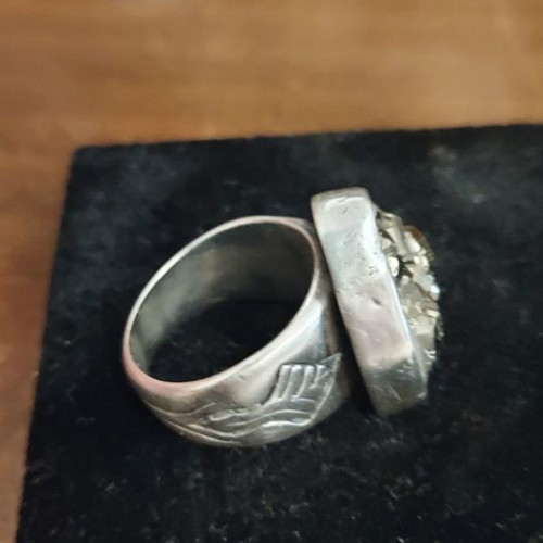 Silver handmade 950 ring with pyrite like new