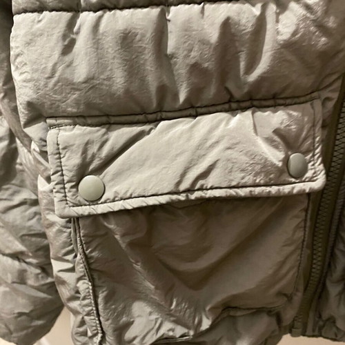 Women's jacket used with hood, short puffer style, H&M brown and green XS