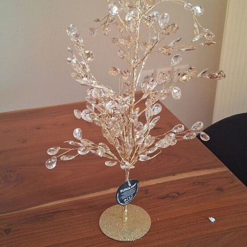 Decorative tree with crystals champagne 55cm new