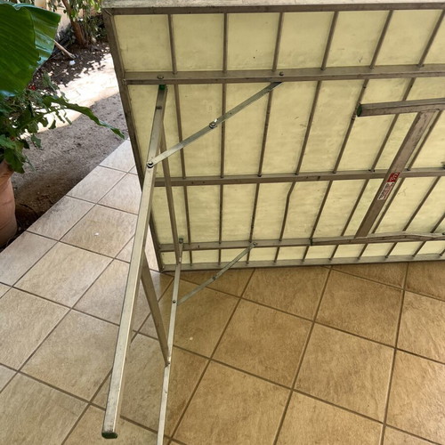 Folding aluminum tables used, set of 3, 1.20x1.50m