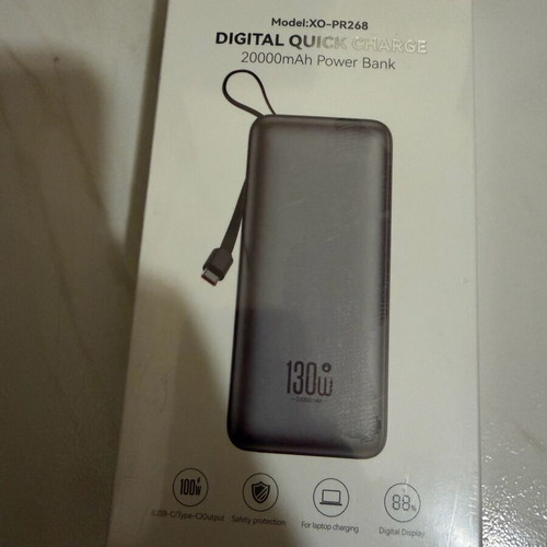 XO PR268 Power Bank 20000mAh 130W με θύρα USB-A γκρι καινούργιο