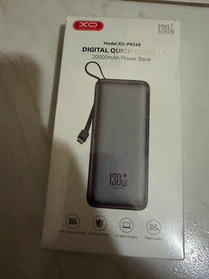 XO PR268 Power Bank 20000mAh 130W με θύρα USB-A γκρι καινούργιο