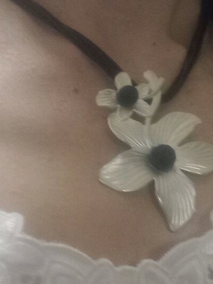 Necklace new black leather with silver and black Kostimpas beads