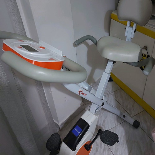 Folding exercise bike used with digital meter
