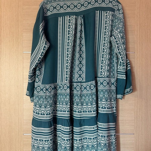 Beach dress dark green with ethnic geometric patterns like new