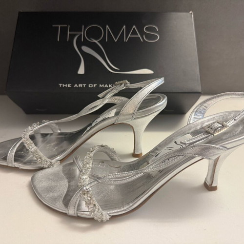 Thomas silver heels like new, size 38