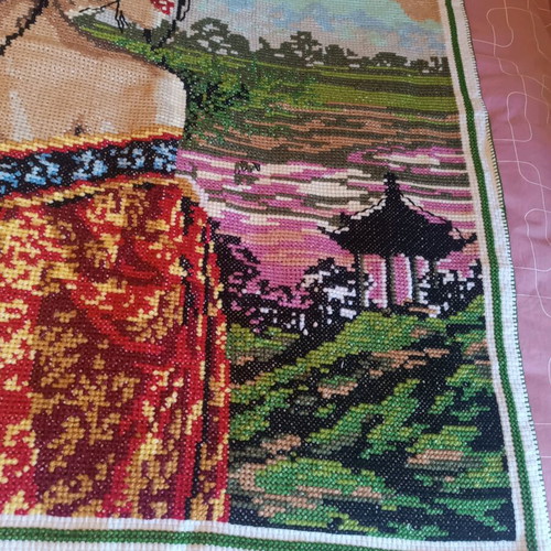 Handmade needlepoint in like-new condition