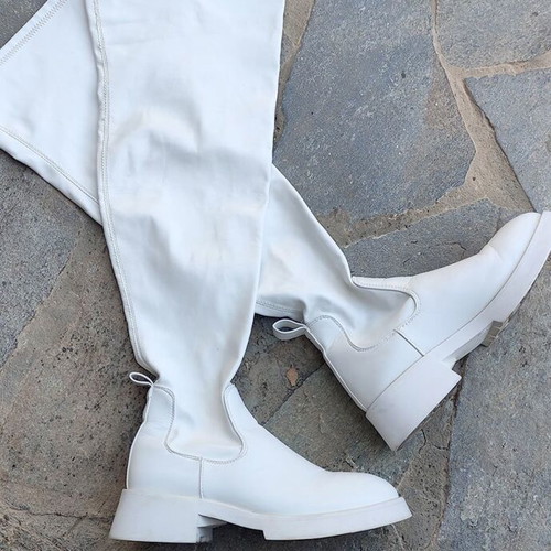 Alta Moda white elastic tall boots used, size 38