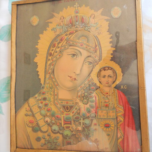 Religious lithograph of Virgin Mary and Christ like new, early 20th century
