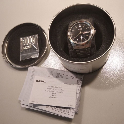 Casio Quartz Watch with Day Date, New, Black and Silver