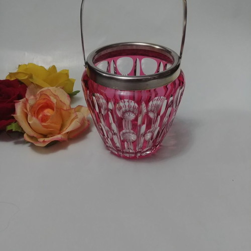 Val Saint Lambert Art Deco ice bucket used, lead crystal 1930s-50s
