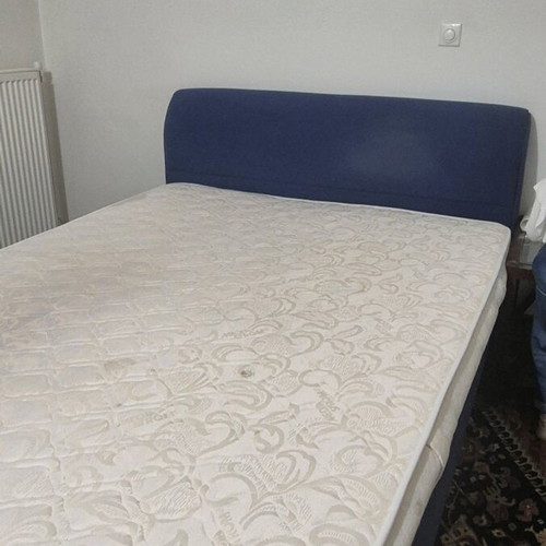 Fabric double bed used, blue, for 150x200 mattress