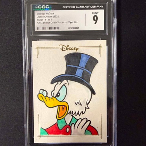 Topps Disney Chrome 2025 Scrooge McDuck Sketch by Vincenzo D'Ippolito 1/1 CGC 9 new