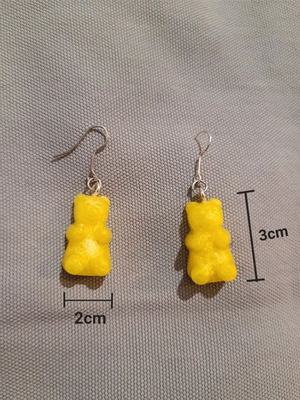 Haribo earrings like new, handmade resin, yellow and silver