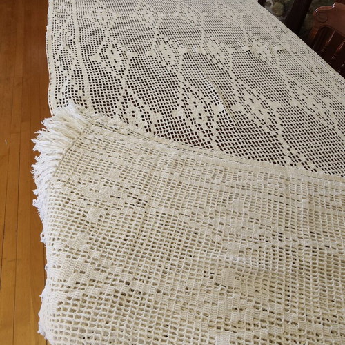 Handmade knitted curtains 105x220 (2) like new without tape