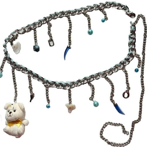 Palatino Children's Decorative Chain Belt Silver like new with Teddy Bear