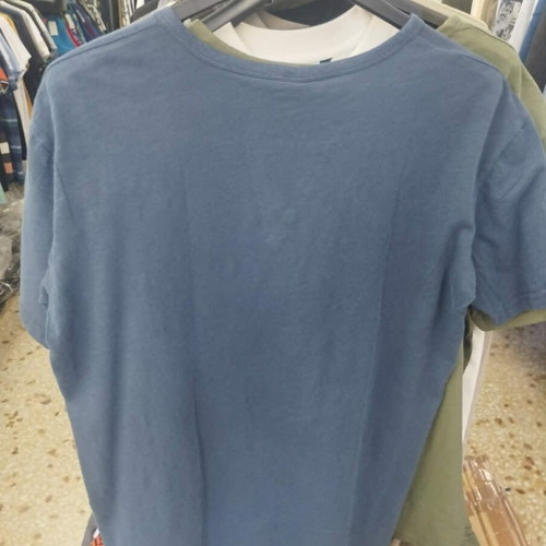 Blue Linen Short-Sleeve Shirt C044 New, Sizes 3XL-6XL