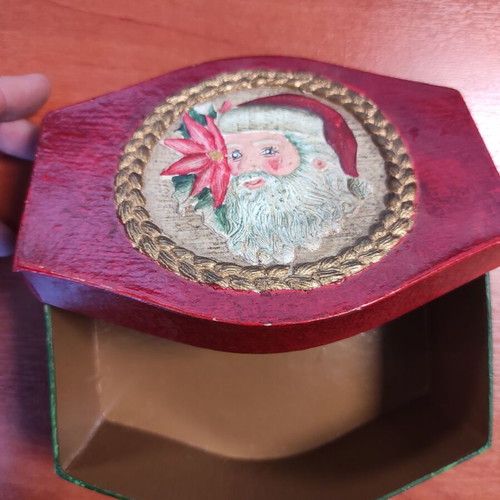 Christmas storage box handmade with embossed designs like new