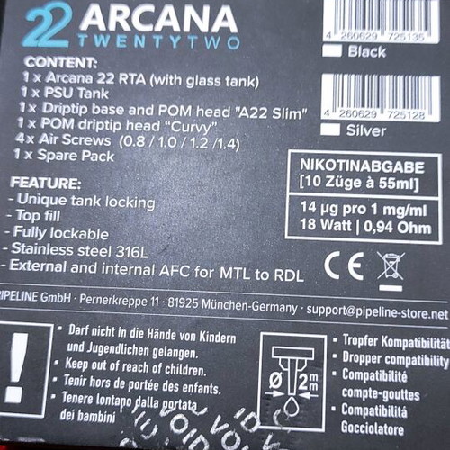 Arcana 22 by Pipeline stainless steel like new