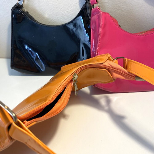 Shein shoulder bags, set of three, black, fuchsia and orange