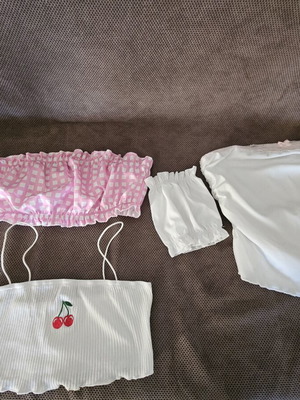 Crop tops medium size set of 3 like new, white and pink