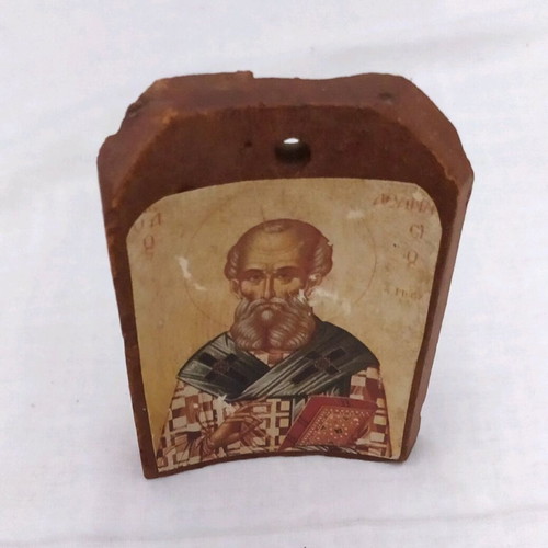 Religious icon Saint Athanasios made of tile like new