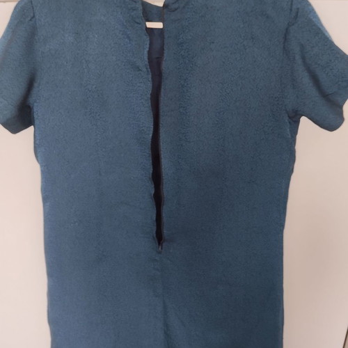 Vintage petrol dress shiny with pattern used, size L