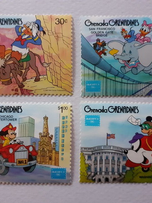 Disney Ameripex '86 4 Stamps Set Mint from Grenada Grenadines