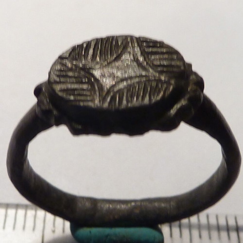 Old Revival bronze ring with decoration used