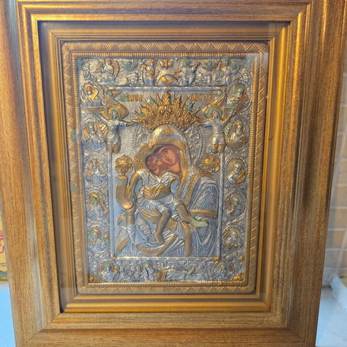 Panagia Axion Esti Icon like new, silver and 24K gold 48×40 cm