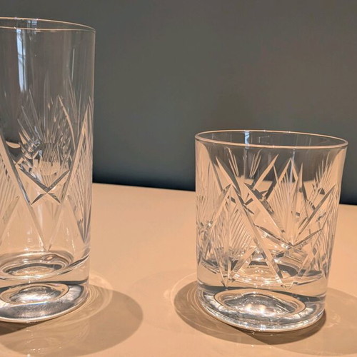 Crystal glass set bar & wine like new, 95 pieces Bohemia style