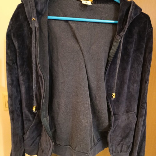 Sugarfree velvet sports jacket with hood, dark blue, size M