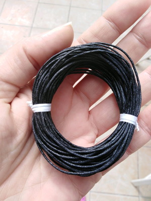 Cotton black cord 1mm new, 10 meters