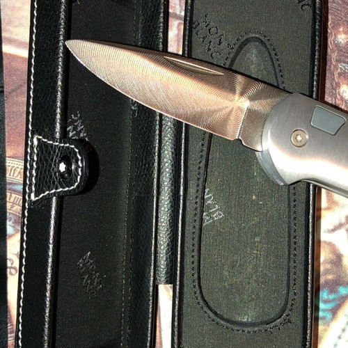 Mont Blanc Top Lock folding knife like new with leather carrying case