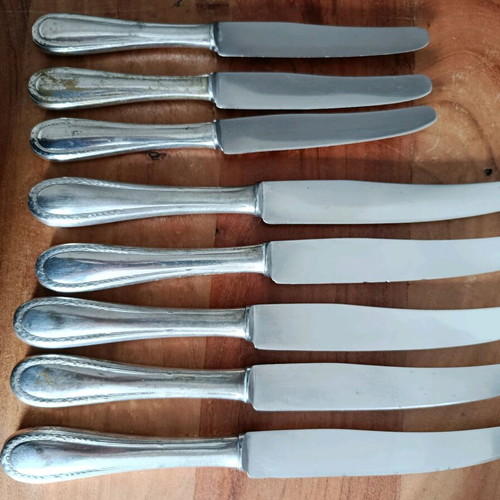 Set of 8 used Inoxydable Extra vintage dinner and dessert knives