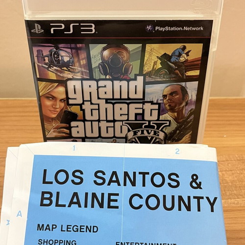 Grand Theft Auto 5 PS3 game with map