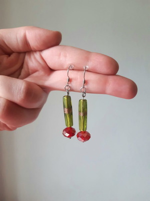 Christmas handmade earrings new, multicolored, silver