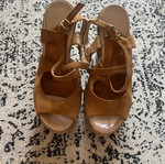 Creazioni women's platform sandals size 37 used, brown, back tie