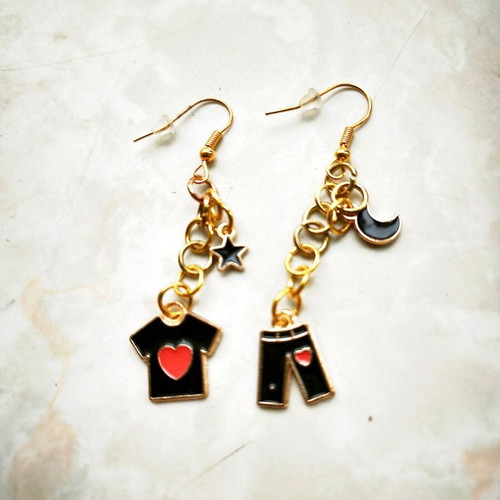 Handmade earrings black and gold, like new